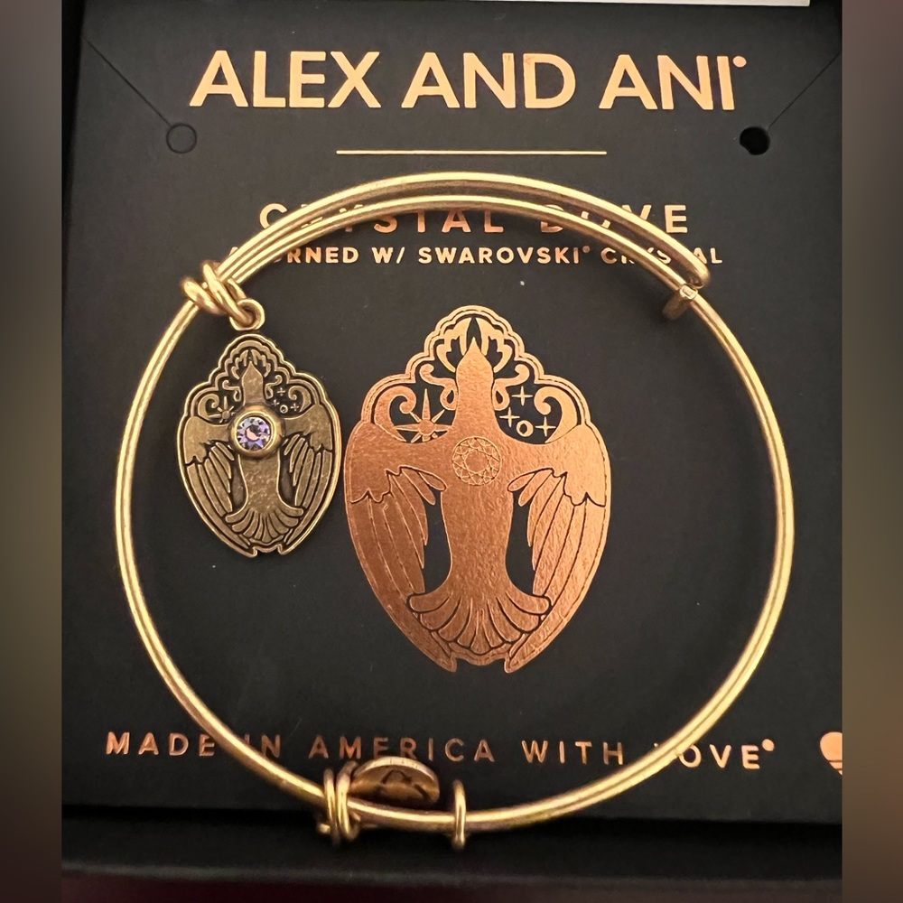 Brand New Alex and Ani Crystal Dove with Swarovski Crystal charm bangle